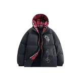 Темно-серый с красным в клетку, капюшон