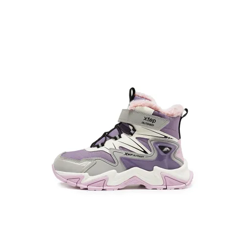 XTEP Icebreaker 1,0 Противоскользящая Устойчивая к истиранию Утепленная обувь Muling Фиолетовый Парусный белый Детская