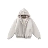 Белый [Высококачественный, замша, меховой воротник, утолщенный, пуховая куртка]