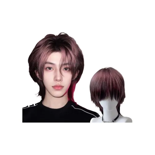 GLUNA Pink Siamese Cat Haddock Голова с Волк Ласточкин хвост Мужская Перука Высокая Температура Пряжа