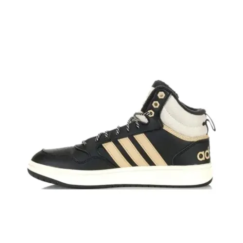 Adidas Hoops 3,0 Slip-Resistant Abrasion-Resistant MID Топ Скейтборд Кроссовки Мужские Черный Бежевый