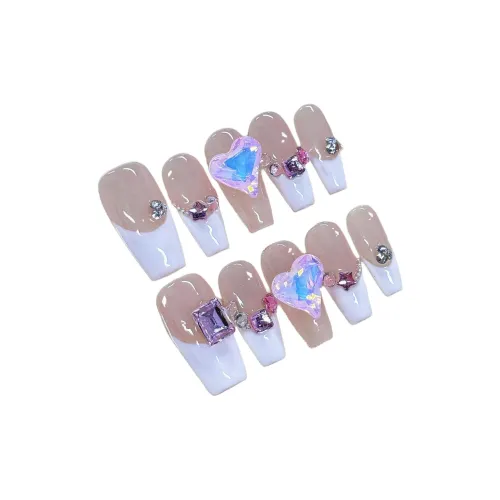 Rui Jin Французский Strobe Осветляющий False Nail MID Длина (размер в длину) Румяна Градиент Однотонный 24мм