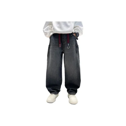 ЮЙЧЖАОЛИНЬ Синий Серый Флис С подкладкой MF7861 Школьный возраст Джинсы