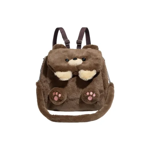 Juju Jimmy Плюшевый Рюкзак Стандартный Женские Коричневый