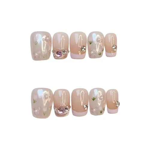 LIANJING [Xinbaihu] Ручная работа Искусственный Ногтик Кошачий глаз Ручной рисунок Высокое качество Милый стиль Наклейка для ногтей 17 мм Короткий Квадратный