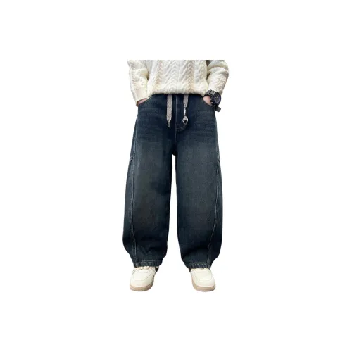 ЮЙЧЖАОЛИНЬ Синий Серый Флис С подкладкой MF2705 Школьный возраст Джинсы