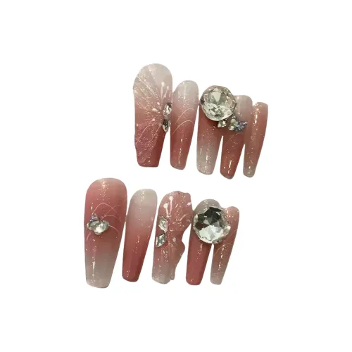 LIANJING [Снег Бабочка] Ручная Nail Art Осень и зима Белый Бабочка Градиент Премиум LOOK Elegant lady Стиль 30MM