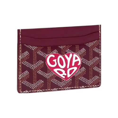 GOYARD Saint Sulpice Холст с кожей Картхолдер Картхолдер Унисекс Бордовый Персиково-красный Маленькое сердце