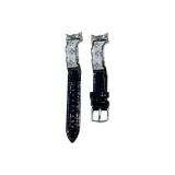 Позолоченный бамбук с текстурой ремешок - классический черный + серебряная пряжка