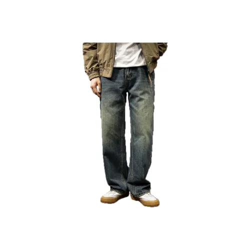 LUJIEBANG Medium Blue Men's Jeans LUJIEBANG Средне-синие мужские джинсы