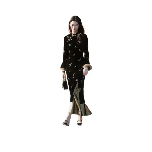 VENICEW Длинное платье с длинными рукавами женское