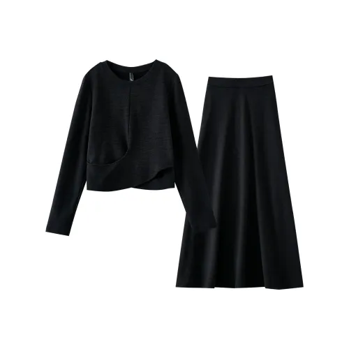 OUNIXUE Черный Женские Комплекты с Юбкой