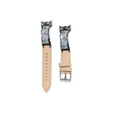 Позолоченный бамбук с рельефом, ремешок - сырный белый + серебристая пряжка