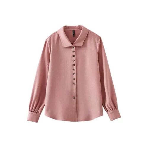 OUNIXUE Арбузно-розовый красный Женские Рубашки