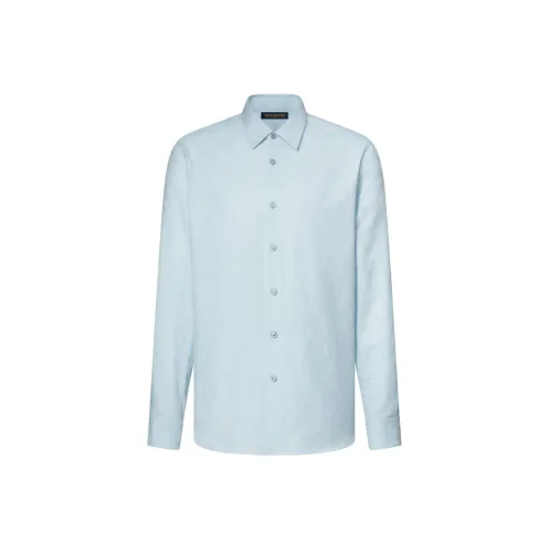 LOUIS VUITTON Серый Синий Мужские Рубашки