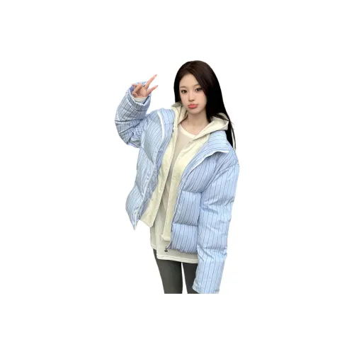MUCCHIC Синие полосы узор женские пуховики