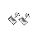 Серьги-гвоздики из стерлингового серебра, прямоугольной формы (1 пара)