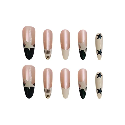 JIABITU Кончик пальца Звездный False Nail Овал Однотонный Jump Цвет Новый китайский стиль 17 мм