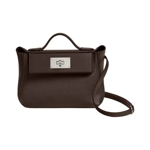 HERMES 24 24 Evercolor Телячья кожа с Swift Телячья кожа Сумка Женские Мокко