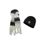 Чёрный Белый + XH-087 Вязаная Шапка