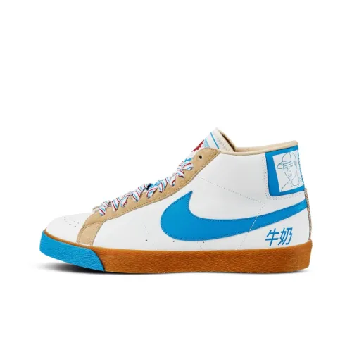 Nike Blazer Milk Crate Нескользящий Легкий MID Скейтборд Кроссовки Унисекс Белый Синий