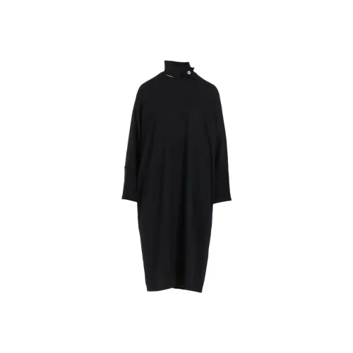 Yohji Yamamoto FW25 Стираемый Шерсть Джерси ONE PIECE Длинный Рукав Платье Женское