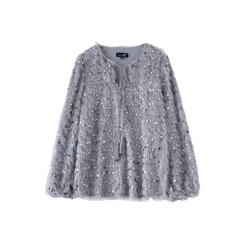 OUNIXUE Серебристо-серый Женский Свитшот