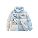 Синий хлопковый пуховик