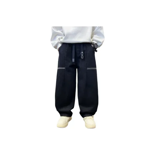 ЮЙЧЖАОЛИНЬ Темно-синий Синий Флис С подкладкой MF7859 Школьный возраст Джинсы