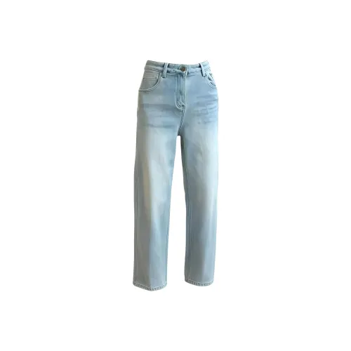 AIMEEROSA Светло-синий толстый флис женские джинсы