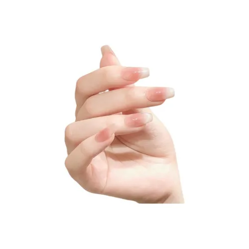 Suiyiie Премиум Отбеливающий Улыбка Французский Кошачий глаз Handcrafted False Nail Трапециоидальный Нежно-розовый Румяна Стойкий Coquette