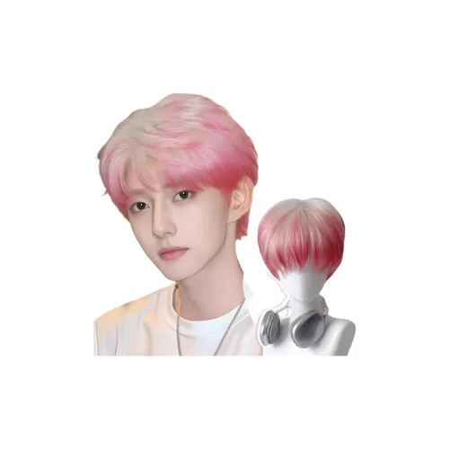 UMIFFA Дифференциальный Треснутый Крышка Молодой Розовый Градиент Мужская Перука Высокая Температура Пряжа