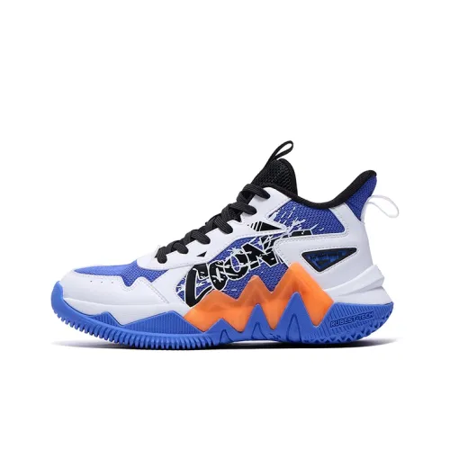 361°KIDS Устойчивый к истиранию Легкий Амортизация MID Топ Детские Баскетбольные кроссовки Белый Синий Подростки