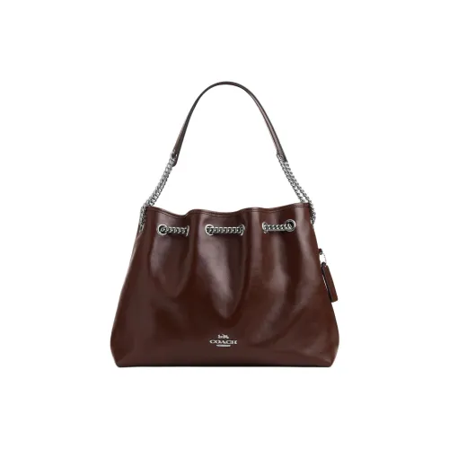 COACH Коровья кожа Мешок для мусора Сумка на плечо Большая Женская Кленовый