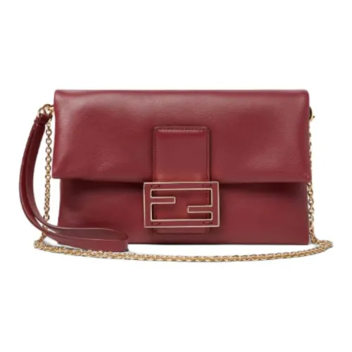 Fendi Baguette Кожаный Напп Клатч Женский Бордовый