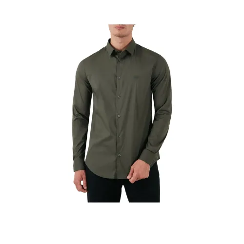 EMPORIO ARMANI Оливково-зеленые Мужские Рубашки