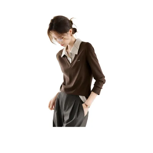 Mo Han Yi Mei Шоколад Кофе Женские Рубашки