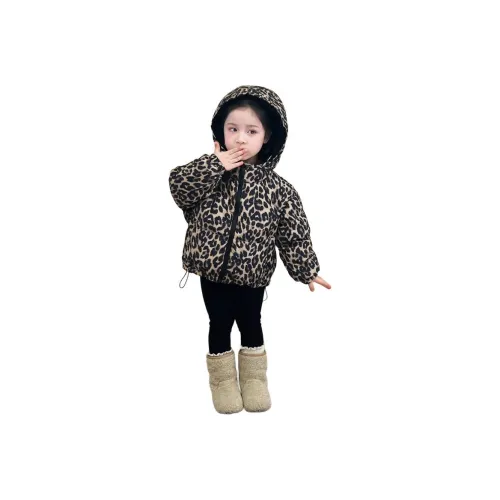 M JBABY Леопардовый принт Kids Пуховые куртки