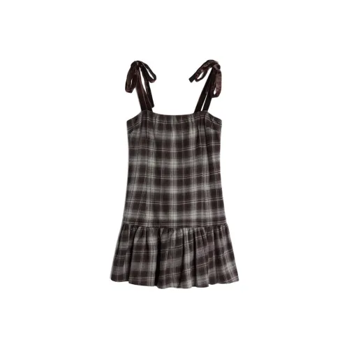 Motel Rocks Miyori Воротник-клетка Мини Платье GREY Check Без рукавов Платье Женское
