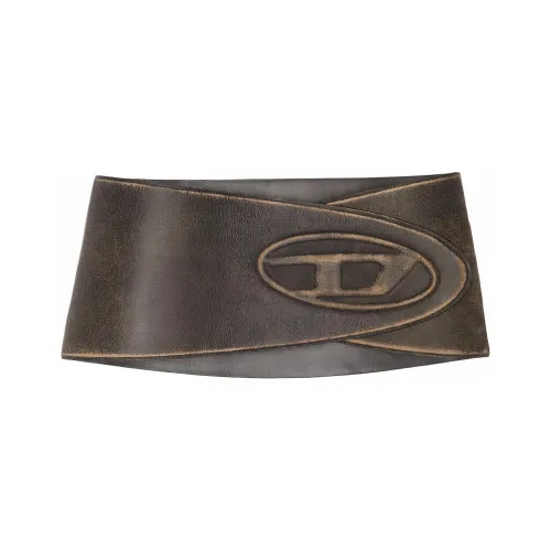 DIESEL OVAL D Series Кожаные короткие юбки Женские Коричневый