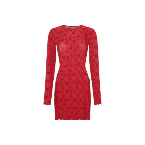 Marine Serre Длинное платье с длинными рукавами женское