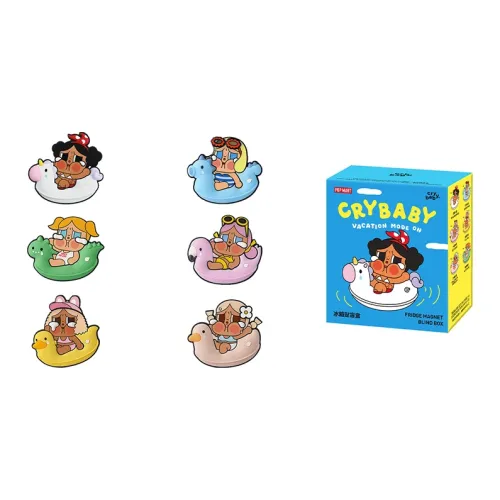 POP MART Коллаборация CRYBABY Отпуск Mode On Наклейки для холодильника Слепые коробки Одиночная Слепая коробка Полная коробка 6 шт