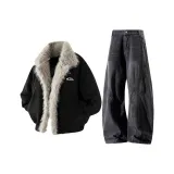 Чёрное пальто + чёрные джинсы