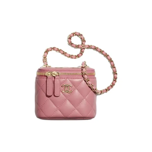 CHANEL Овчина Косметичка Сумка через плечо Мини Женская Светло-розовая