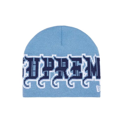 Supreme x New Era Коллаборация Акриловые Шапки-бини Унисекс Морской Синий Коричневый Красный Белый Светло-Синий Черный