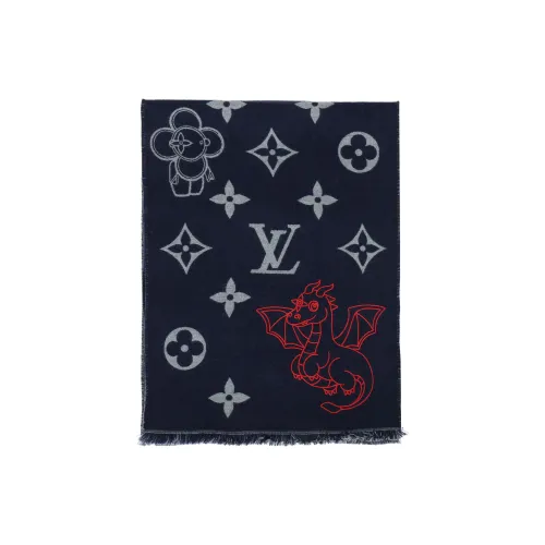 LOUIS VUITTON Вязаные шарфы Мужской Темно-синий