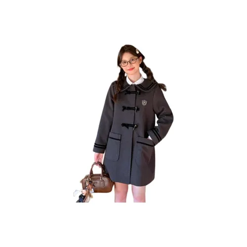 Tokyo Season Серый Пальто С подарками Металлический Значок Женское Пальто