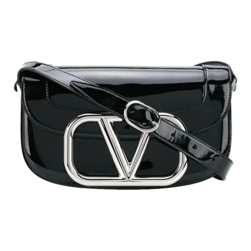 Valentino Лак Кожаная Сумка через плечо Женская Черная