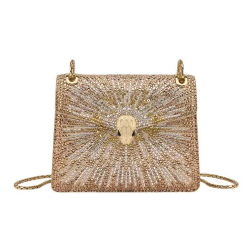 BVLGARI Serpenti Forever Кристальная Сумка на плечо Маленькая Женская Золотая