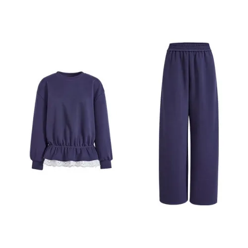 KUOSE Темно-фиолетовый свитшот 0003 + темно-фиолетовые повседневные штаны 0009 Женские повседневные костюмы